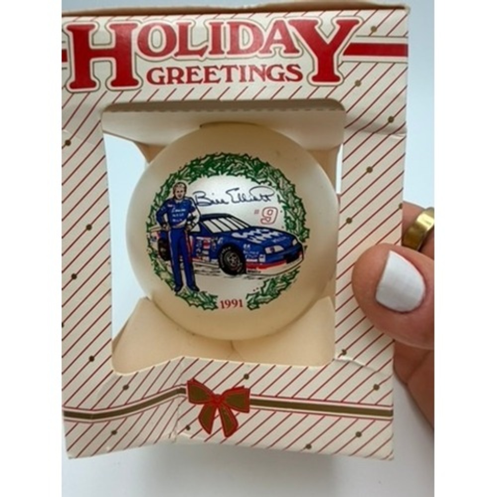Ornaments Unlimited Bill Elliott‎ NASCAR Ornament OS Cream 1991 Vintage #9 Car
